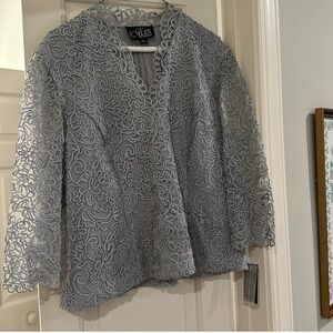 NWT Alex Evenings Silver Lace Jacket